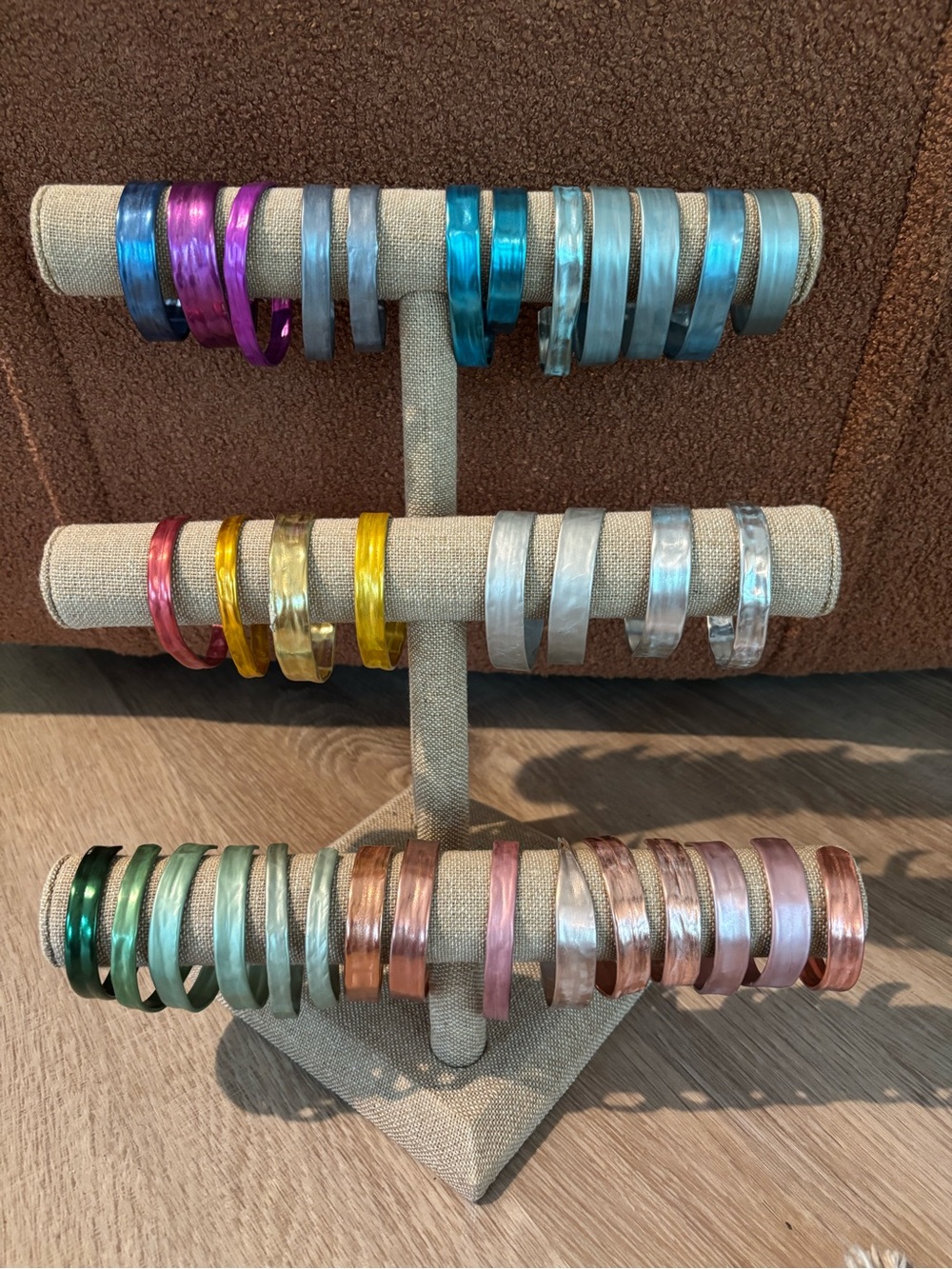 Colorful Cuff Bracelets- Mixed Colors made from recycled knitting needles